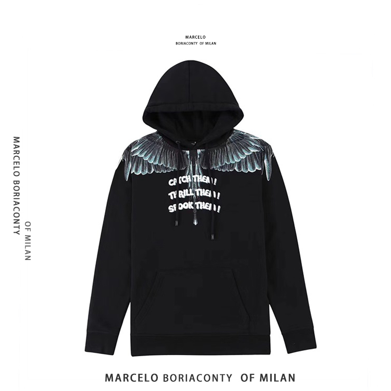 Official Authentic Marcelo Burlon Mb Wing Hoodie Sweatshirt Loose Fit Unisex Trendy