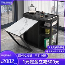 Folding tea table desk one combination dual-use household small apartment balcony rock board tea table and chair tea set one