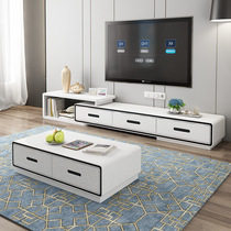 TV cabinet Modern simple living room small apartment light luxury telescopic TV cabinet coffee table combination bedroom floor cabinet set