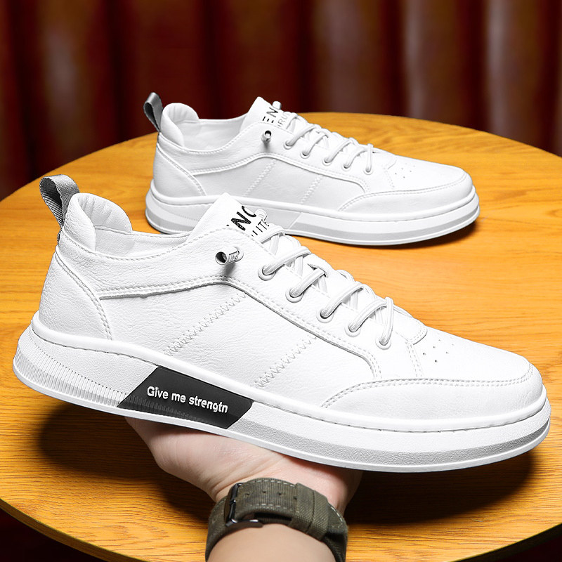 Leather-faced white shoes spring all-match trend lazy soft-faced men's shoes 2021 new trendy brand chic board shoes