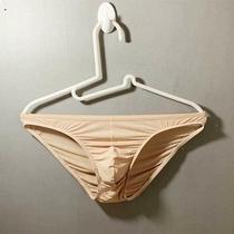 2024 new mens underwear thin low-waisted ice silk briefs mens semi-transparent solid color one-piece pants trendy