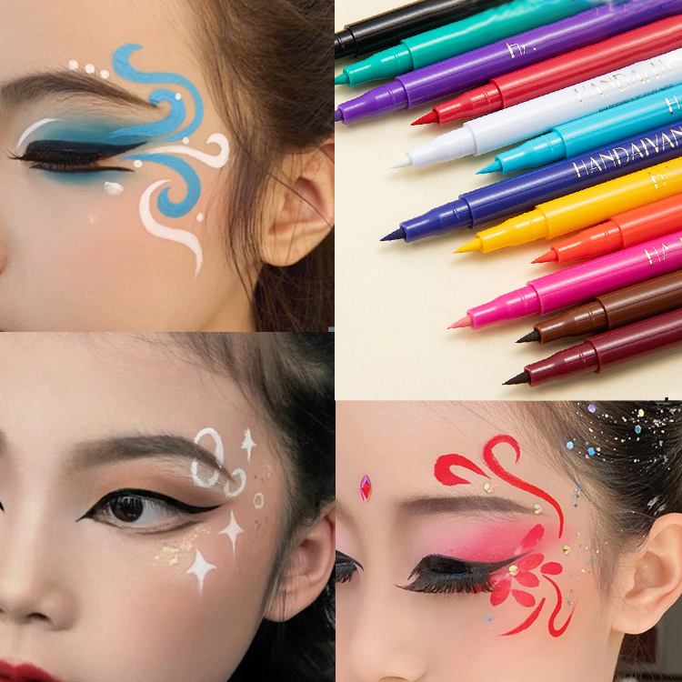 Stage Makeup Painting Paste Waterproof and Sweat-Resistant Facial Line Drawing Color Eyeliner Liquid Pen Black White Bright Red Stage Makeup Painting Paste Waterproof and Sweat-Resistant Facial Line Drawing Color Eyeliner Liquid Pen Black White Bright Red