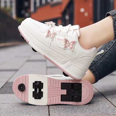 Girls' Four-Wheel Invisible Roller Shoes with Detachable Wheels for Children, Suitable for Primary School Students, Skate and Roller Skating Shoes — 6