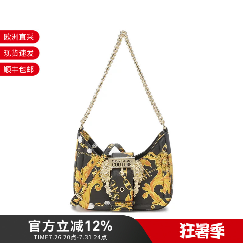 Versace Vjc Women's Chain Crescent Bag Underarm Bag Hand-Held Shoulder Crossbody Bag 75Va4Bf5 Zs807 Versace Vjc Women's Chain Crescent Bag Underarm Bag Hand-Held Shoulder Crossbody Bag 75Va4Bf5 Zs807
