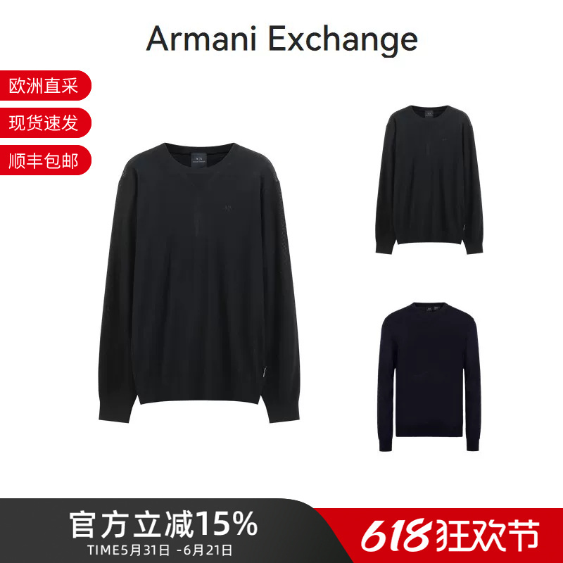Armani Ax Men's Thin Long-Sleeved Knitwear Men's Wool Sweater Small Ax Embroidery 8Nzm3A Zm8Az