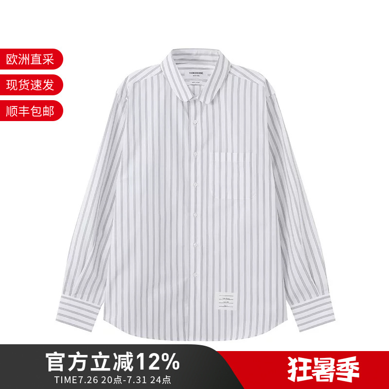Thom Browne Men's Cotton Striped Straight Casual Long-Sleeved Shirt Mwl392A F0521