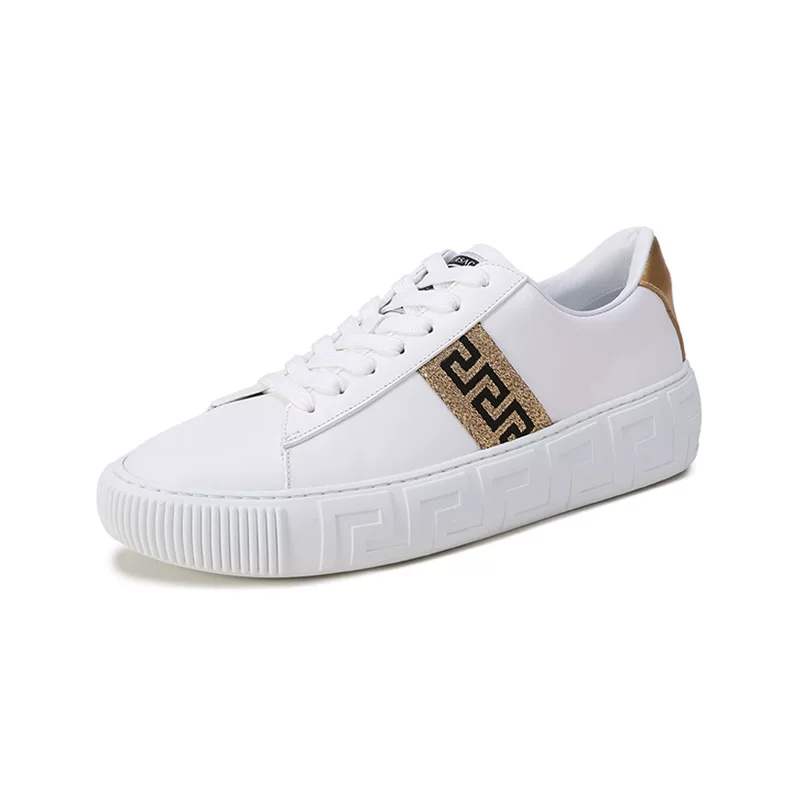 Мужские кеды из кожи буйвола Versace, толстая подошва, на шнуровке, повседневная спортивная обувь, маленькие белые кроссовки DSU8404