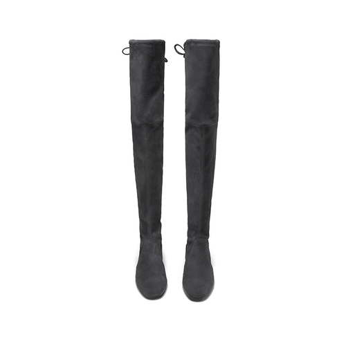 Женские осенне-зимние сапоги выше колена на низком квадратном каблуке с круглым носком, высокие сапоги ACCORDION OTK BOOT