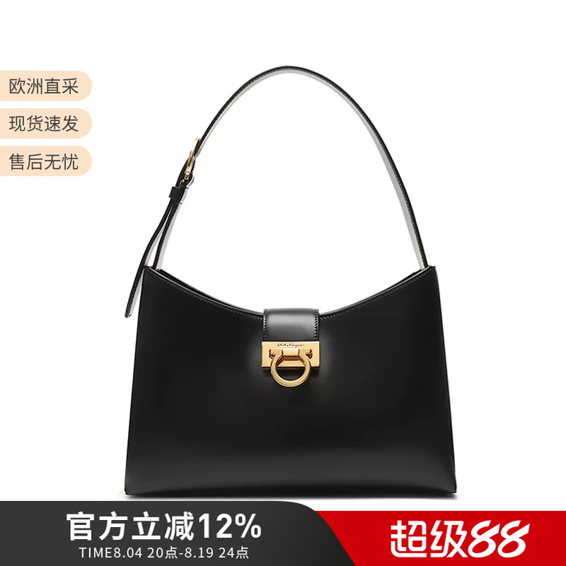 Ferragamo Trifolio Women's Cowhide Distressed Gold Buckle Handbag Shoulder Bag Underarm Bag 210926 Ferragamo Trifolio Women's Cowhide Distressed Gold Buckle Handbag Shoulder Bag Underarm Bag 210926