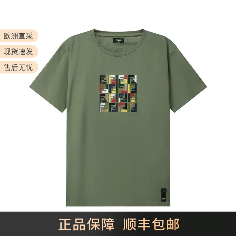 Fendi Fendi Men's Summer Cotton Round Neck Short-Sleeved T-Shirt Top Fy1319 Atc7