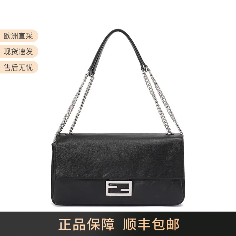 Fendi Women's Large Cow Leather Baguette Bag Chain Bag Hand-Held Shoulder Crossbody Bag 8Br828 As7A Fendi Women's Large Cow Leather Baguette Bag Chain Bag Hand-Held Shoulder Crossbody Bag 8Br828 As7A