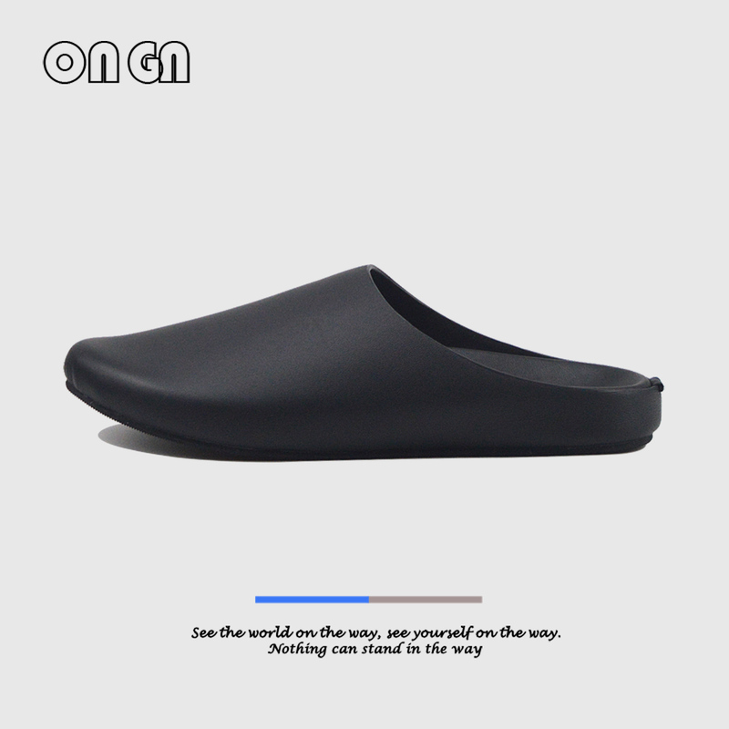 Ongn Summer Black Genuine Leather Birkenstock-Style Half-Slippers for Men, Soft-Soled Slip-On Lazy Sheepskin Closed-Toe Mules Ongn Summer Black Genuine Leather Birkenstock-Style Half-Slippers for Men, Soft-Soled Slip-On Lazy Sheepskin Closed-Toe Mules