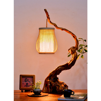 Root carving table lamp retro and simple art lamp natural and conformable log table lamp floor-standing root carving lamp tea room and B&B decoration