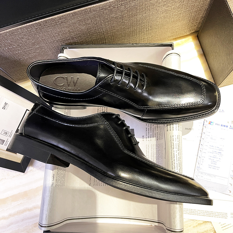 高端正装皮鞋男鞋牛津鞋真皮英伦透气结婚新郎商务休闲厚底老钱风