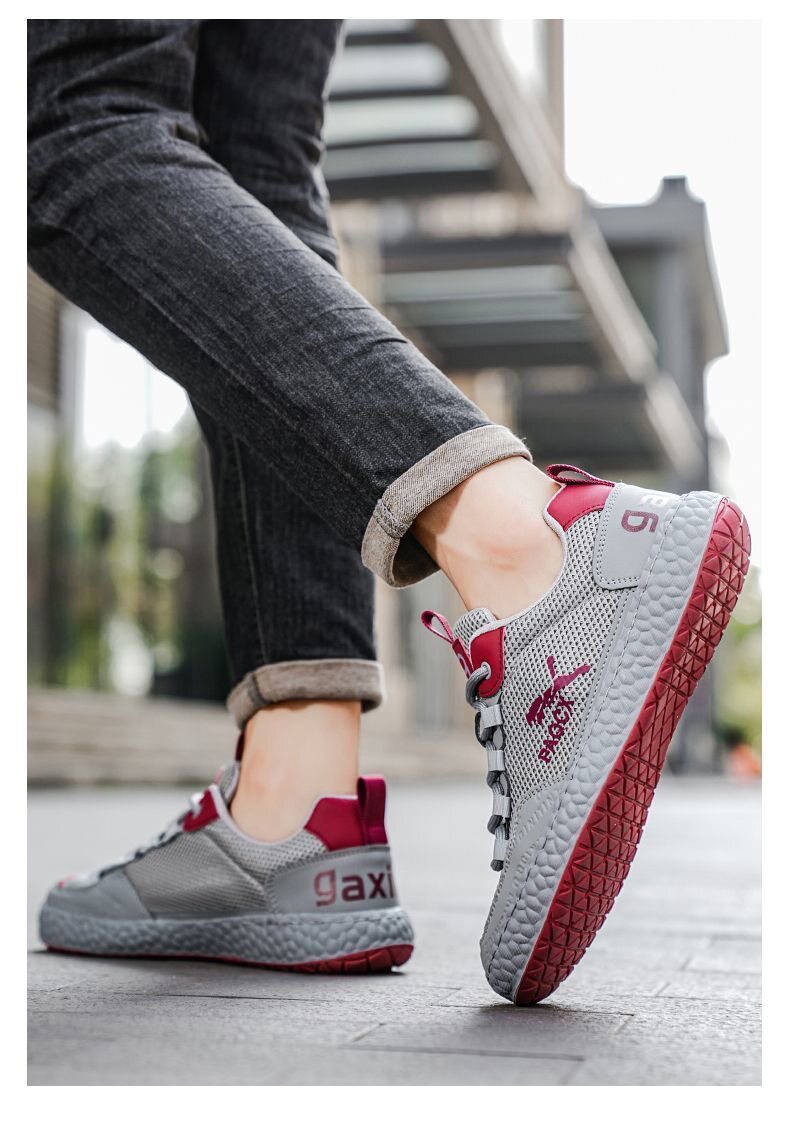 Men's Breathable Mesh Running Shoes Soft Sole Versatile Trainers_voghion.com