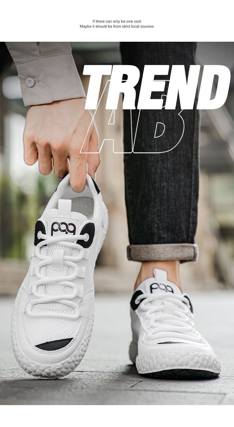 Men's Breathable Mesh Running Shoes Soft Sole Versatile Trainers_voghion.com