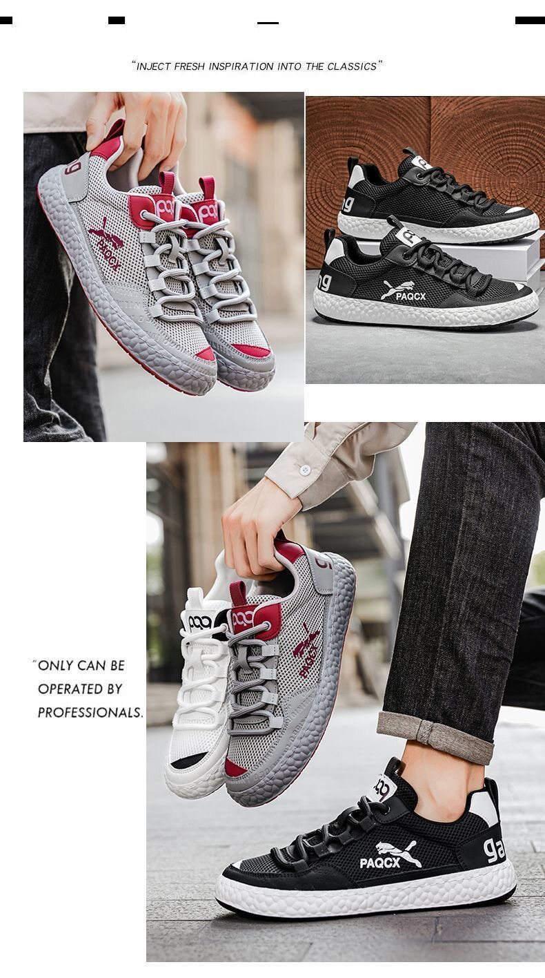 Men's Breathable Mesh Running Shoes Soft Sole Versatile Trainers_voghion.com