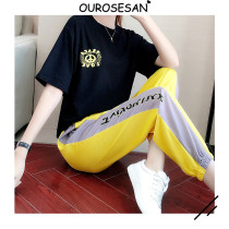 OUROSESAN casual sports suit womens summer new fashion two sets of suits minus age loose big code pure cotton