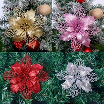 Christmas Flowers Gold And Silver Blue Green Pink Christmas Tree Decoration Accessories 20cm Onion Powder Hollowed-out Emulation Flower Plastic Fake Flowers