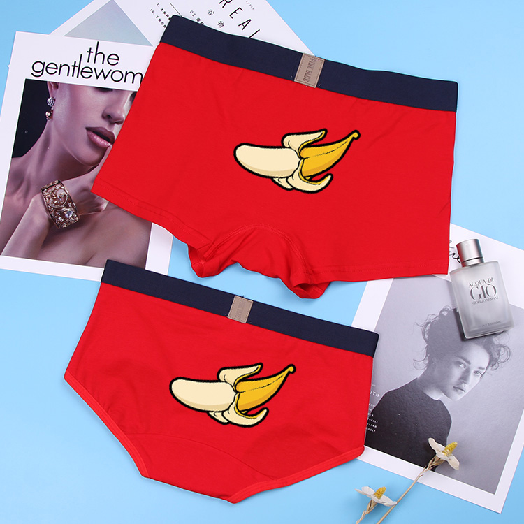 Cặp đôi đồ lót Audeer cotton hoạt hình eo thấp nam boxer nữ tam giác gợi cảm thoáng khí chuối quà tặng do lot nam
