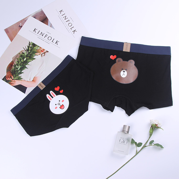 Vài đồ lót thấp eo phim hoạt hình cotton đen hip nam boxer ladies tam giác màu rắn U lồi phù hợp với