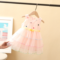 Baby girl dress summer cake skirt 2021 new foreign style girl princess dress Children Baby mesh dress