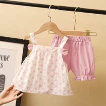 Childrens clothing baby girl Summer cotton sling set 2020 new foreign girl Korean two-piece set 1-3 years old 5