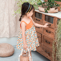 Girls summer skirt 2021 new childrens suspender skirt summer dress foreign girl baby princess dress floral dress floral dress