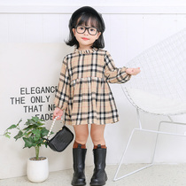 Girls autumn dress 2020 New Baby foreign style Plaid children long sleeve skirt autumn winter plus velvet princess dress