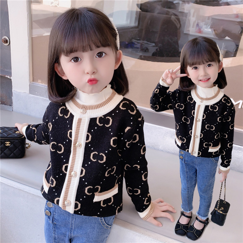Girl's autumn clothing sweater cardio-hoodie 2022 new Korean version The children's spring autumn knit cardio-hoodie baby polo windy jacket