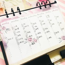 South Korea Xiaoqing New Japanese calendar 6 holes loose-leaf replacement core Handbooks Bennet A5A6 Color Week Plan Yokoshin New products