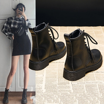 Thick Bottom Martin Boots Summer Thin women 2022 New spring autumn Single boots Children Inn Wind Black Leather Short Boots