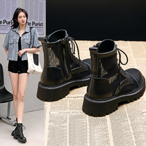 Net yarn Martin boots Summer thin ladies shoes breathable hollowed-out mesh boots 2022 New Inn Wind short boots thick bottom