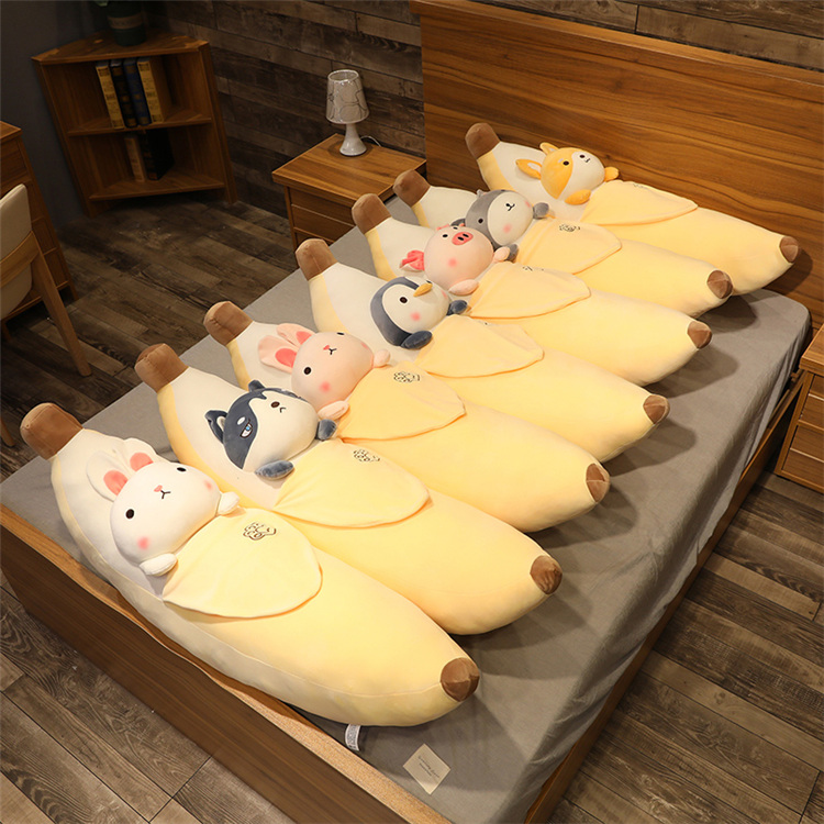 Net red cute banana doll sleeping with you large pillow doll bed on legs and pillow doll