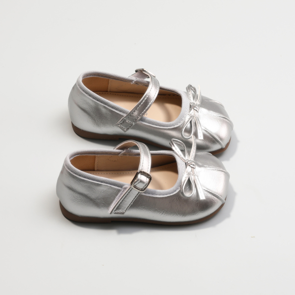 Children's Shoes, Girls' Silver Leather Shoes, 2026 Spring and Autumn New Style, Bow-Knot Princess Shoes, Baby Girl's Single Shoes — 4