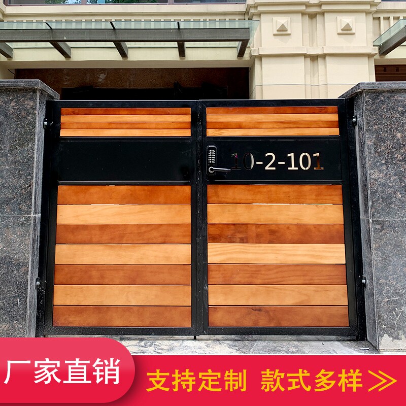 Wrought iron solid wood door courtyard door garden villa door entrance door door double door farm courtyard Lanshan door custom