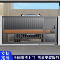 Stainless steel electric translation door villa courtyard double opening door push door outside iron gate aluminum garage door
