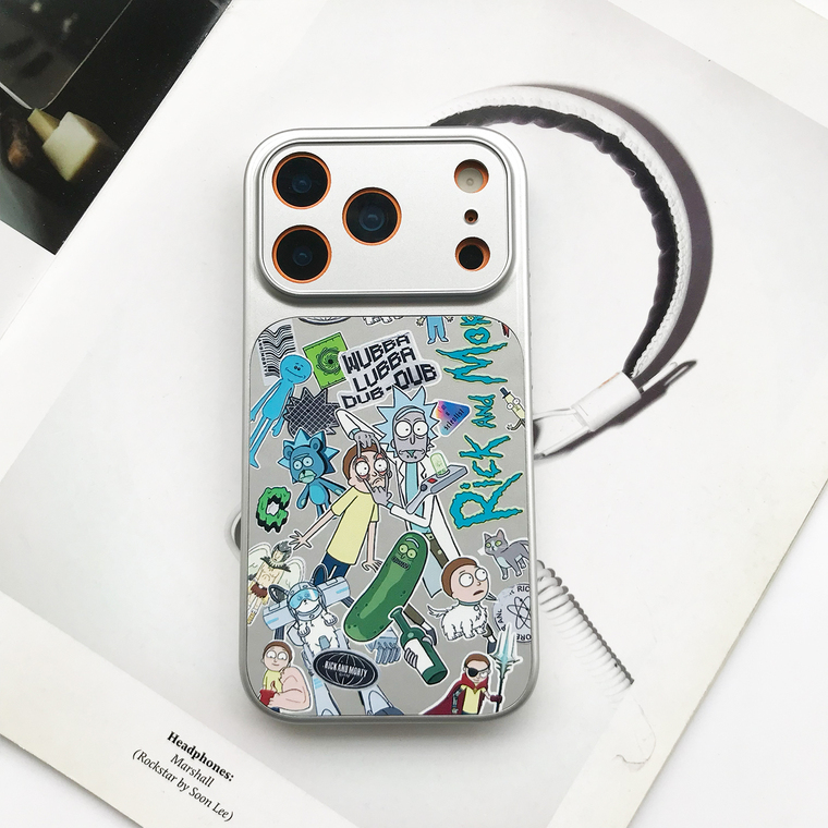Rick and Morty Rainbow Tongue Sticker Collage Cartoon iPhone Case