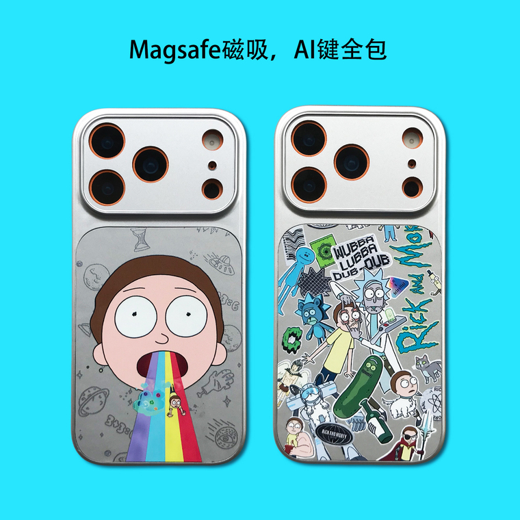 Rick and Morty Rainbow Tongue Sticker Collage Cartoon iPhone Case