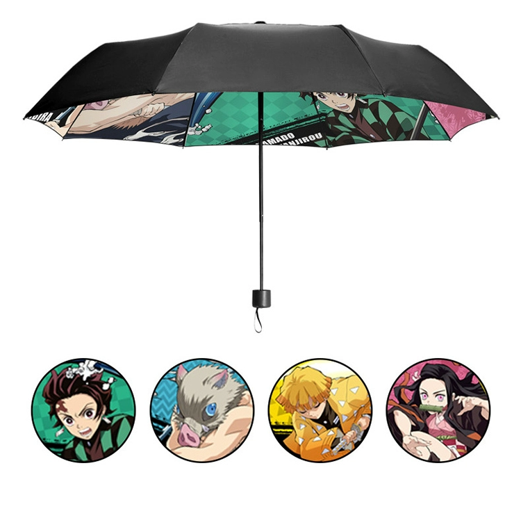 Ghost Extermination Blade Umbrella Anime ngoại vi hai chiều Nắng mưa Sử dụng kép Kem chống nắng ô dù đen - Carton / Hoạt hình liên quan