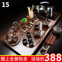 Kung Fu tea set set automatic four-in-one household set of tea cups simple electric heating magnetic stove tea table solid wood tea tray
