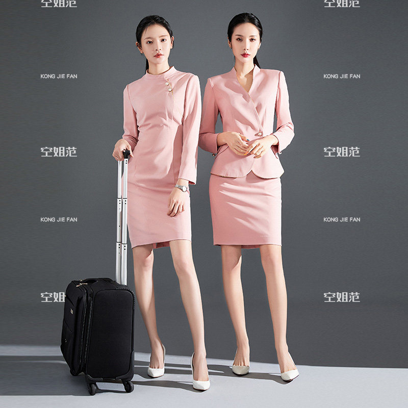 High-end work clothes women's pink suits spring and autumn temperament fashion beauty salon sample house display center host work clothes