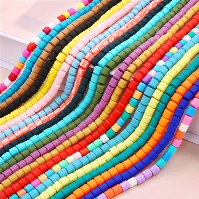 6MM color soft pottery loose beads cylindrical necklace handmade beading material barrel beads DIY jewelry accessories spacer beads