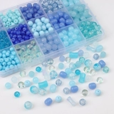 Синее стеклянное украшение-шарик, браслет из бисера ручной работы, бамбуковый набор материалов, прозрачное колесо, бусины с аксессуарами, широкая цветовая палитра, ручная роспись, «сделай сам»