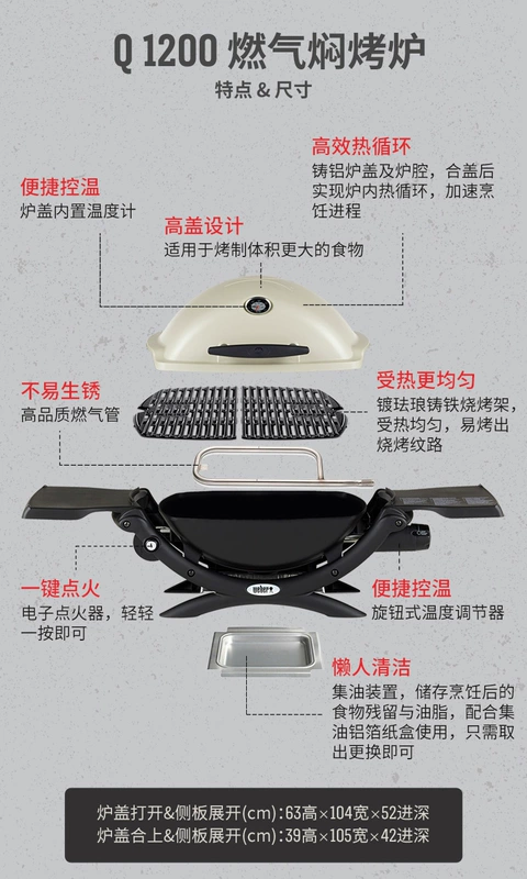 cho thuê bếp nướng bbq Lò nướng Weber di động nướng ngoài trời nướng gas lò nướng hầm ngoài trời Q1200 bếp ga mini du lịch bếp cắm trại mini
