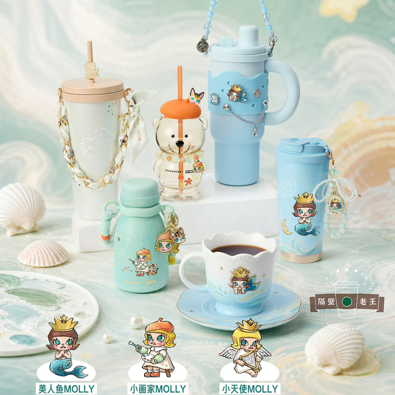 Starbucks Coffee 2026 Bubble Mart Soft Snow Star Dream Molly Cute Travel Straw Insulated Ceramic Cup