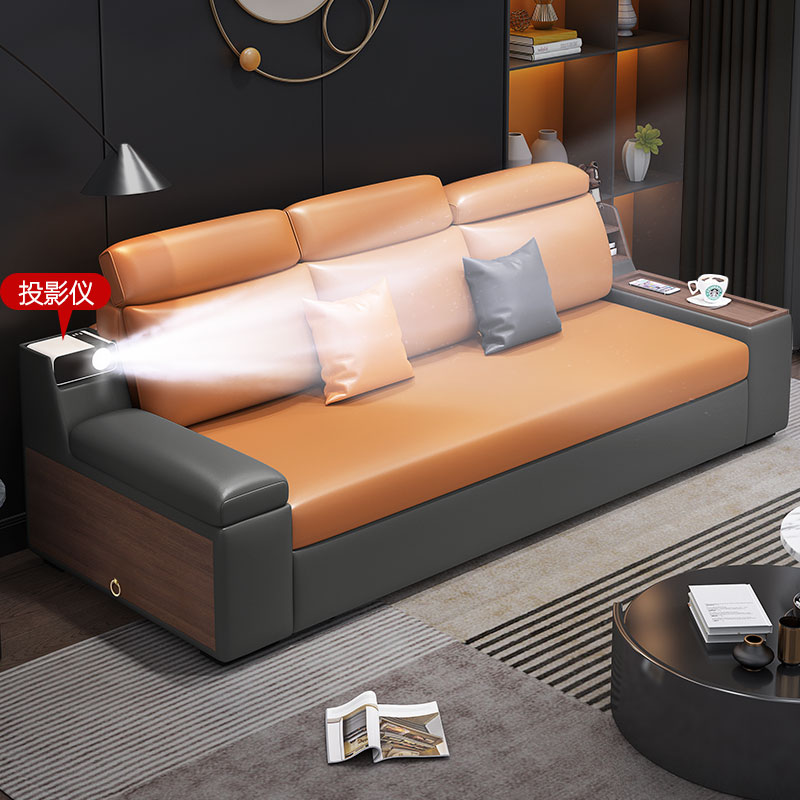 Multi-function sofa bed dual-use folding household projector can be stretched in sitting double living room network red technology cloth