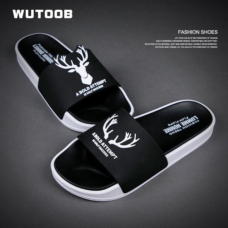 House Tugs Large Sizes Men's Slippers Summer Outdoor Trendy Personality Fashion Outside Wearing Thick Bottom Non-slip Wear and Ins Shoes Shoes