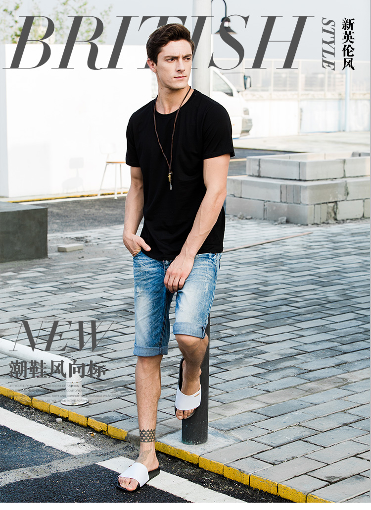 Nhà kéo dép nam mùa hè hipster giản dị thường mặc một từ kéo vài đôi dép trượt ngoài trời dép nam