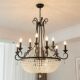 American-Style Retro Hall Chandelier, Staircase Chandelier, Villa High-Ceiling Crystal French-Style Black Candle Staircase Lamp